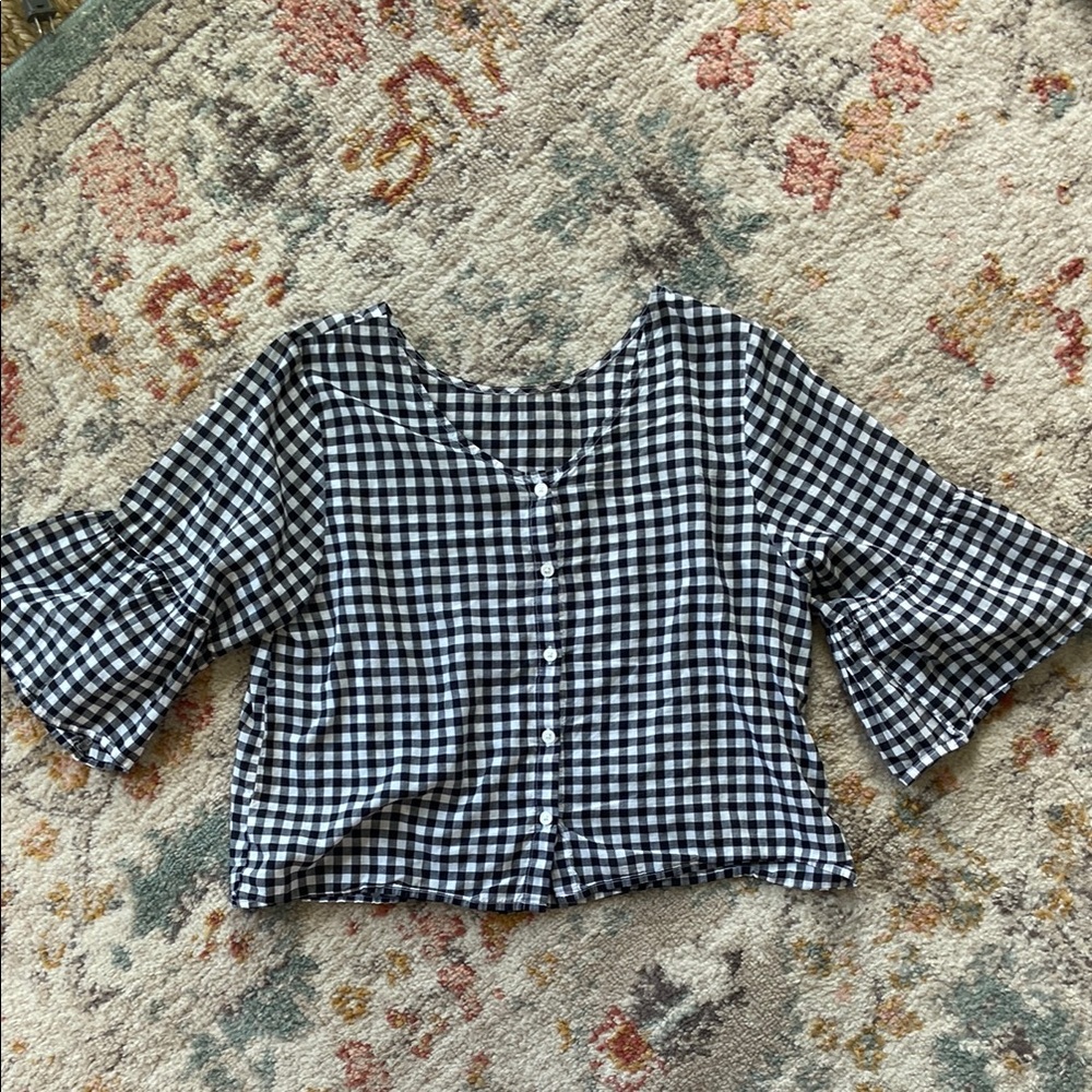Universal Thread Button Scoop Back Cropped Peasant Top